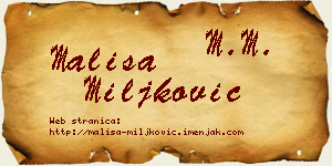 Mališa Miljković vizit kartica